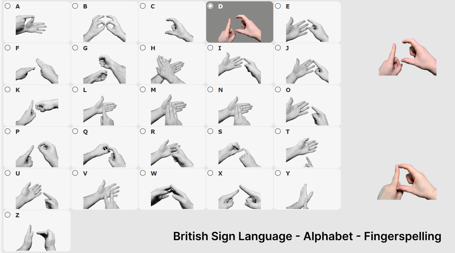 British Sign Language Interactive Learning Tool
